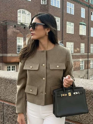 Chanel-inspired Stylish Short Dress With Button Embellishments Blazers