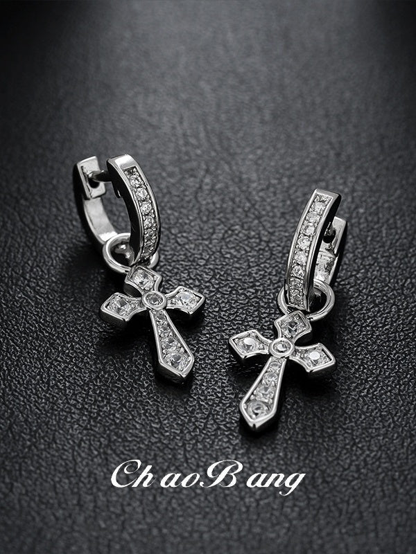 Diamond Cross Earrings