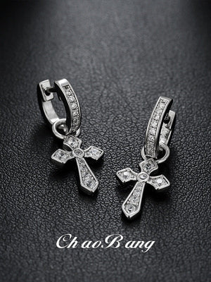Diamond Cross Earrings