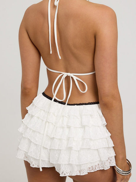 Y2K Bow Lace Multi-layered Wavy Lace Sweet Shorts