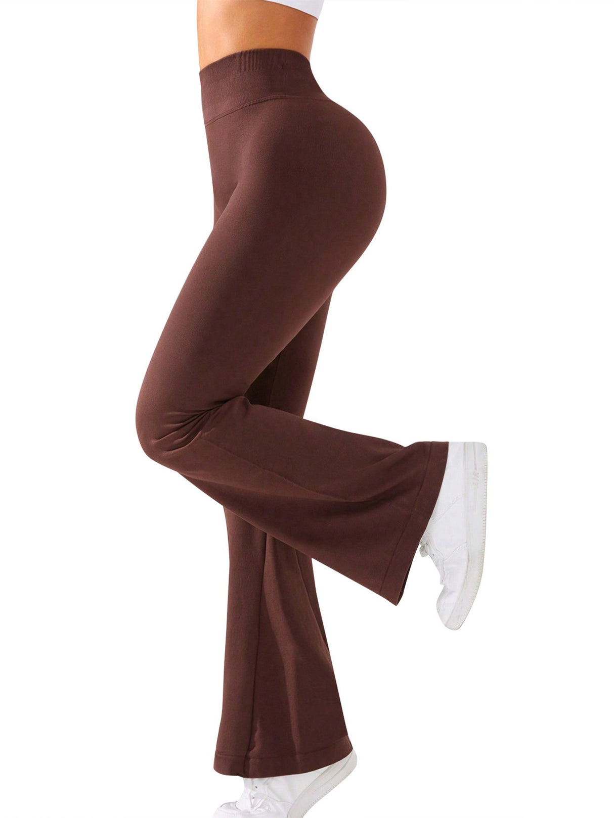 Seamless Exercise Yoga Fitness High-waisted, Tummy-flattening Elastic Flared Trousers