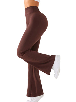 Seamless Exercise Yoga Fitness High-waisted, Tummy-flattening Elastic Flared Trousers