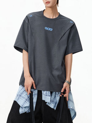 Color-blocked Stereo Embroidery Loose-fit T-shirts