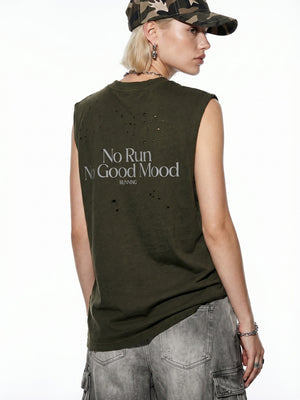 Hole Running Reflective Printed Tank Tops