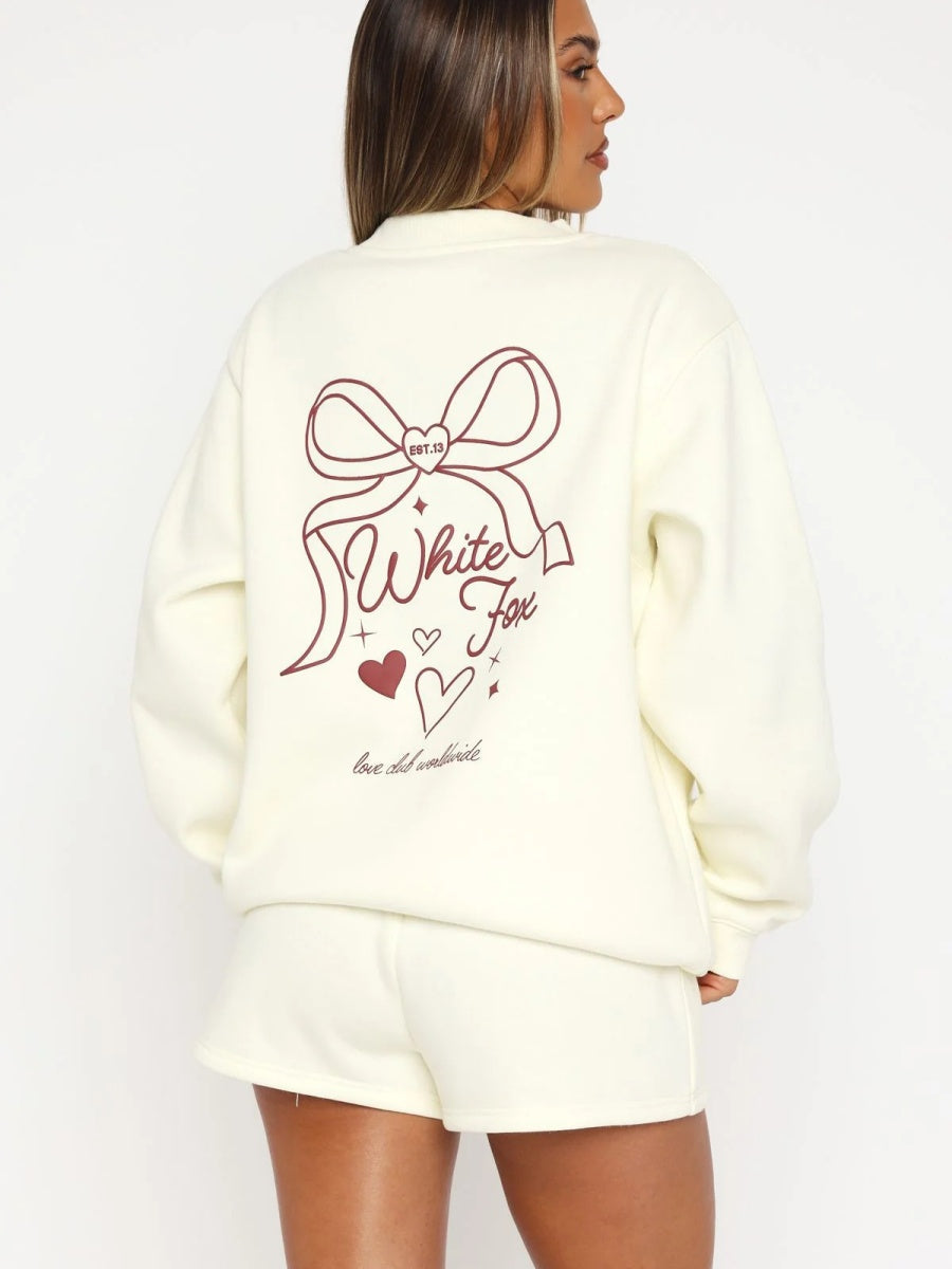 Valentine's Day Elements Long-sleeved Bow Print Sweatshirts