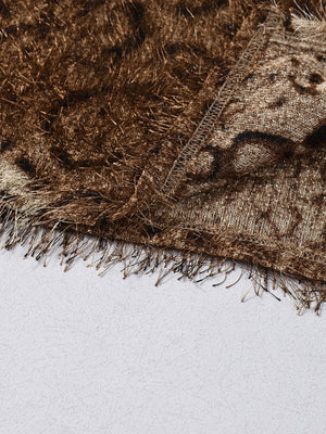 Liber Leopard Print Color Matching Mock Neck Hip Wrap Mini&Short Dresses