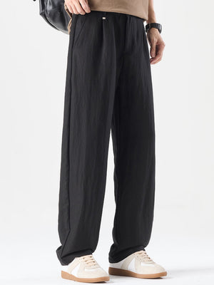Linen Blend Cooling Sensation Breathable Anti-wrinkle Straight-fit Pants