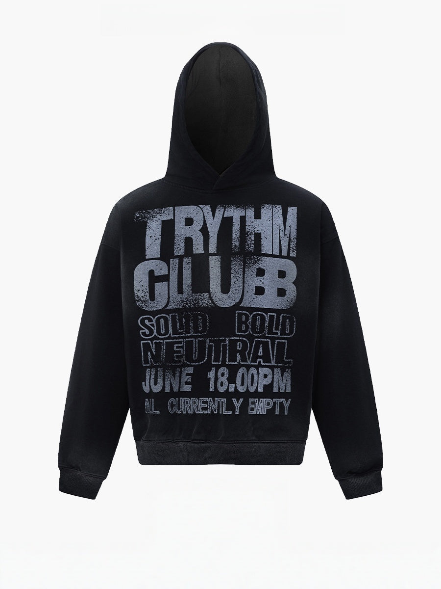 Old Letter Printed Hip Hop Loose Hoodies