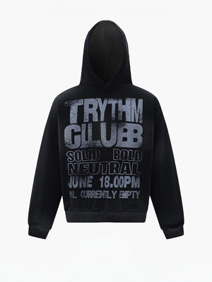 Old Letter Printed Hip Hop Loose Hoodies