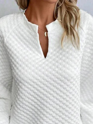 Textured Pullover Fabric Knitting V-neck Leisure Workplace Sweatshirts&Hoodies