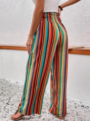 Color Lace Up Straight-fit Loose-fit Pants