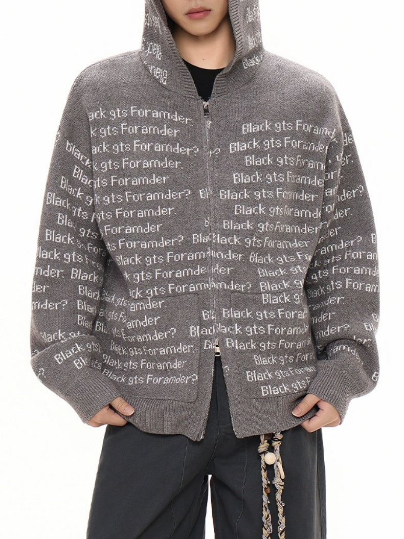 Letter Print Hooded Cardigans