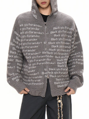 Letter Print Hooded Cardigans