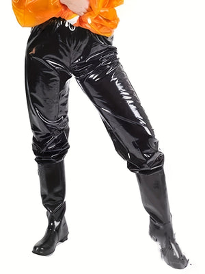 Glossy PU Leather Tighten Waist And Leg Cincher Pants