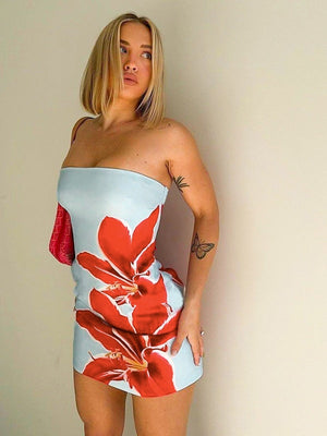 Liber Summer Women's Off-shoulder Flowers Mini&Short Dresses