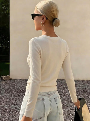 100% Wool Crew Neck Long-Sleeve Sweater