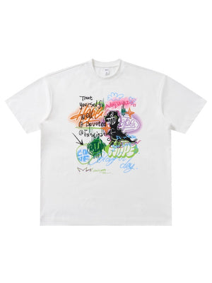 Graffiti Printed Loose-fit T-shirts