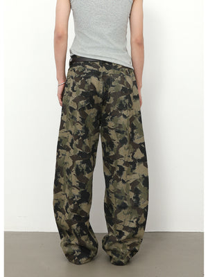 Retro Camouflage Machete Loose-fit Pants