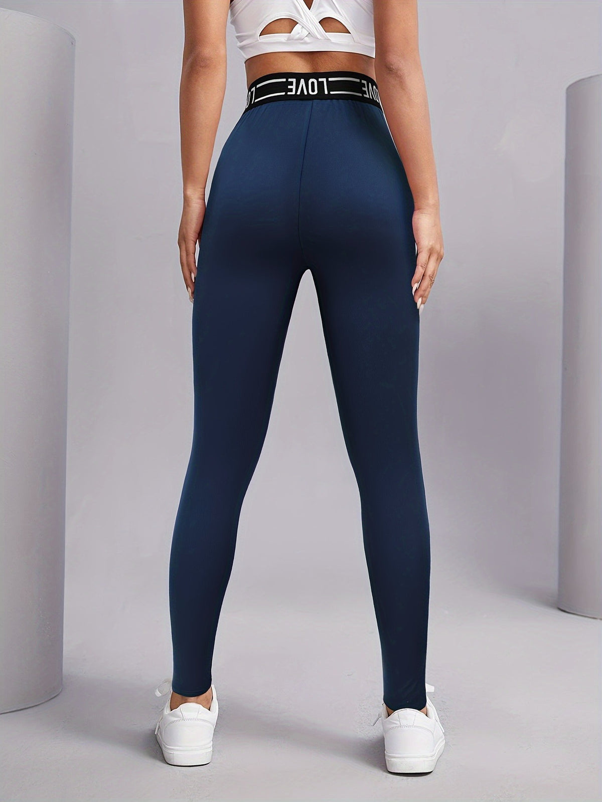Sporty And Sexy Letter-print Elastic Waist Warm Leggings