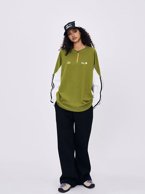 Liber Spring Neutral wear Zipper, Contrasting colors Letter T-shirts