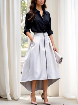 Zipper Irregular Pocket Skirts