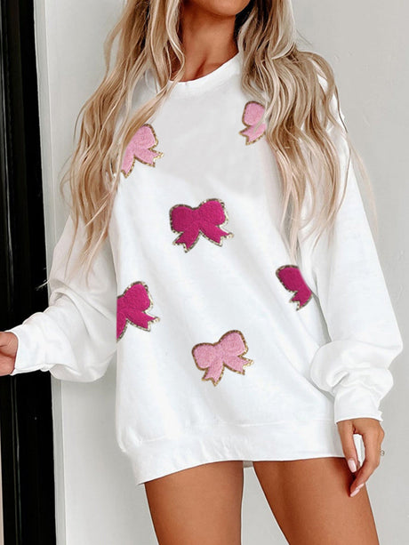 Christmas Bow Towel Embroidery Valentine's Day Sweatshirts&Hoodies