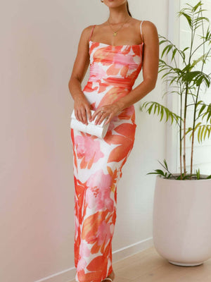 Resort-style Floral Print Strapless Maxi Dress