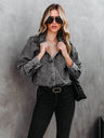 Distressed Cardigan Leg Of Mutton Sleeves Cowboy Long Sleeve Daily Workplace Chiffon Shirts/shirts