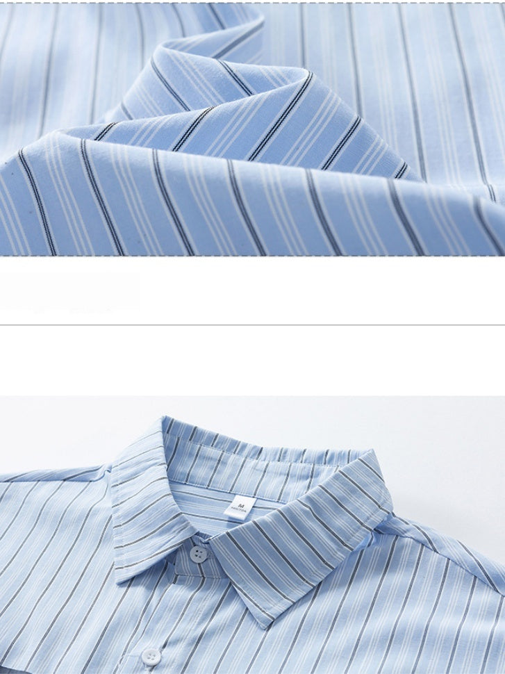 Striped Letter-Print Relaxed-Fit Long-Sleeve Shirt