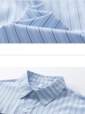 Striped Letter-Print Relaxed-Fit Long-Sleeve Shirt