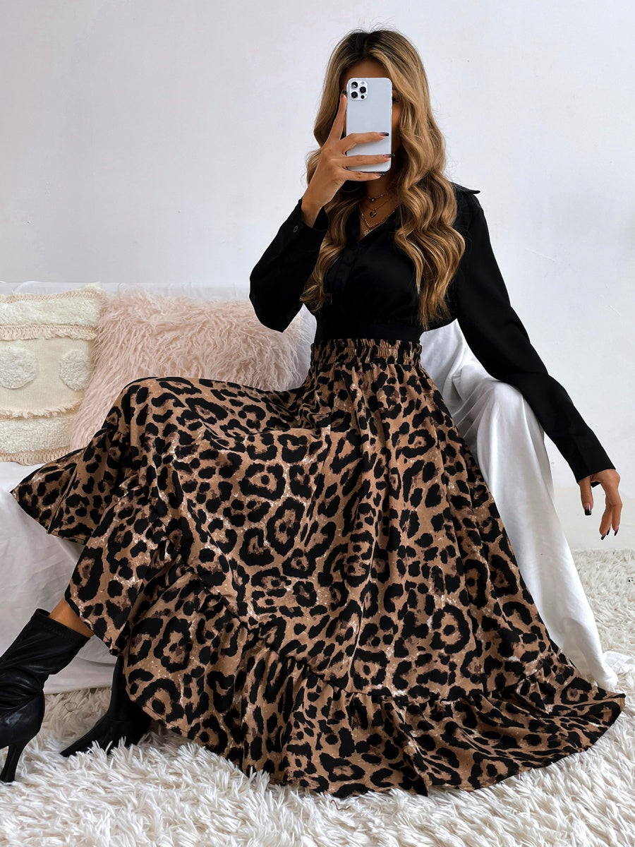 Leopard Splicing Skirts