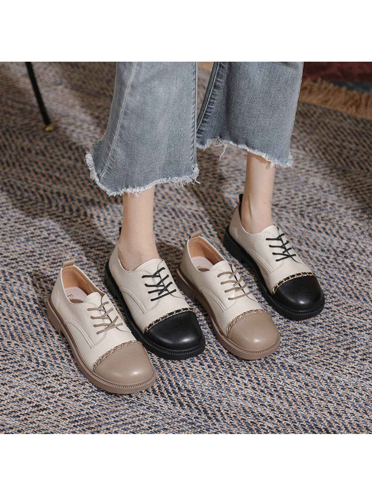 Liber Spring and autumn color-blocked women's flat shoes