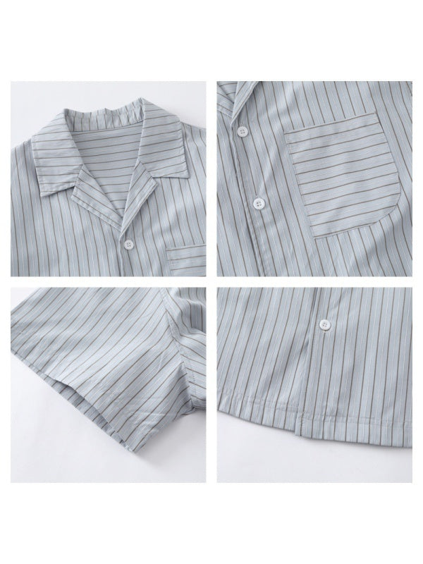 Cuban Territory Vertical Stripe Vacation Shirts