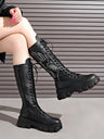 Lace-up Zippered Knee-high Platform Embroidered Vintage Women's Boots