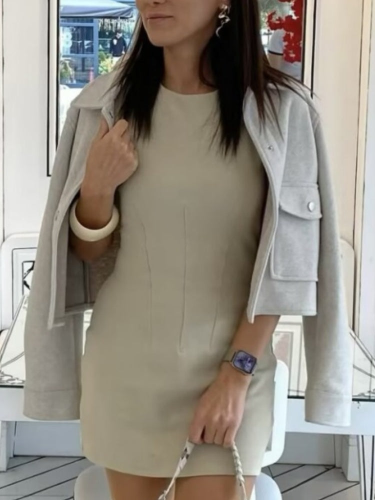 Zipper Lapel Simple Fashion Long-sleeved Short Jacket Suit Jacket Top