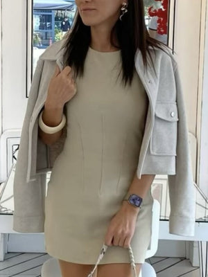 Zipper Lapel Simple Fashion Long-sleeved Short Jacket Suit Jacket Top