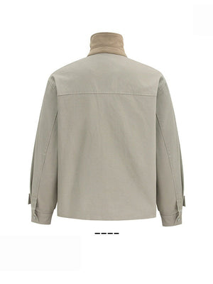 Printed Contrasting Colors Lapel Loose Work Jacket