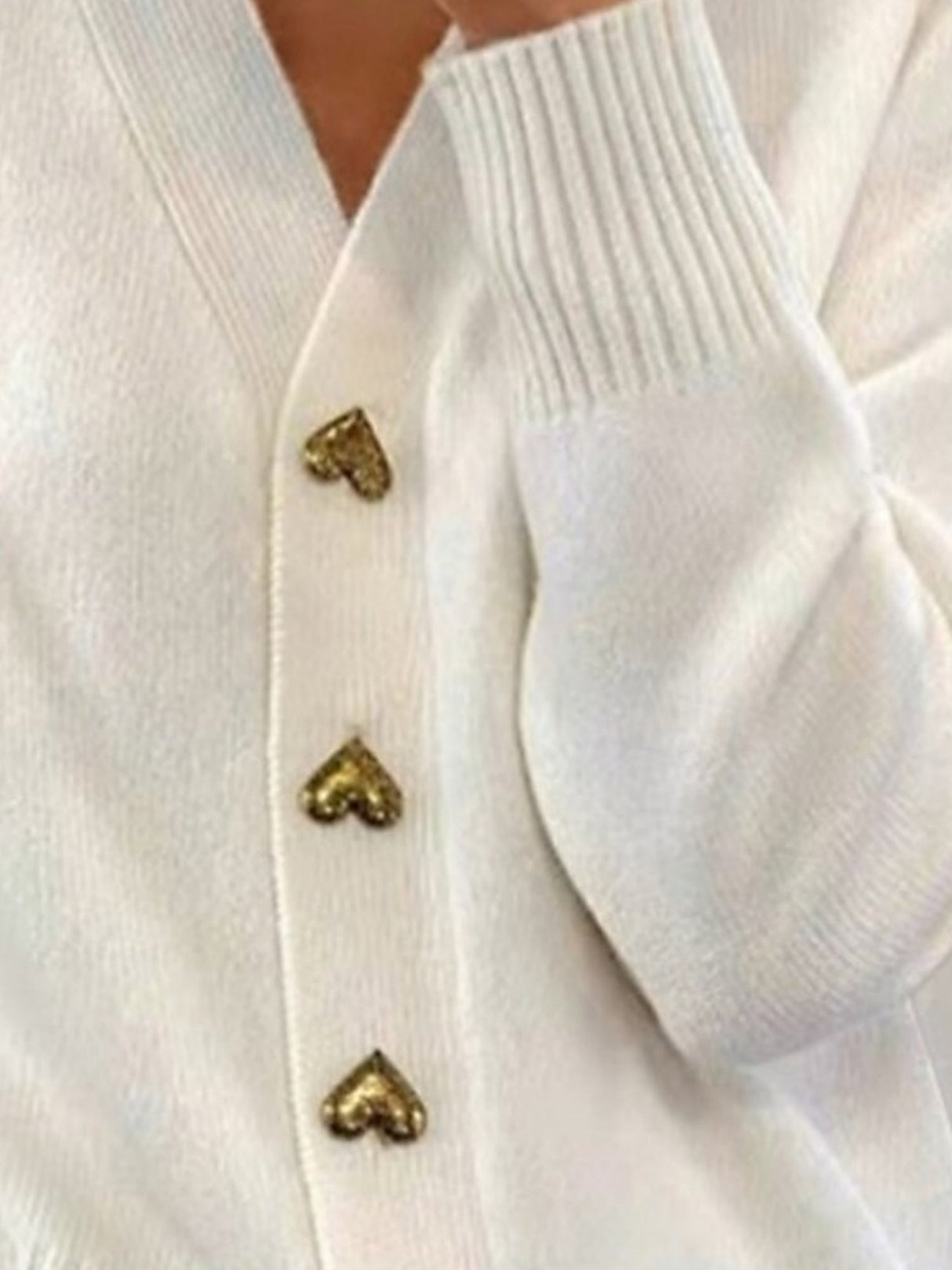 V-neck Heart-shaped Buttons Cardigans