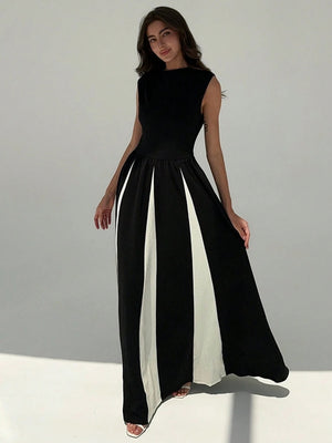 Color-blocked Splicing Parties Maxi Dresses