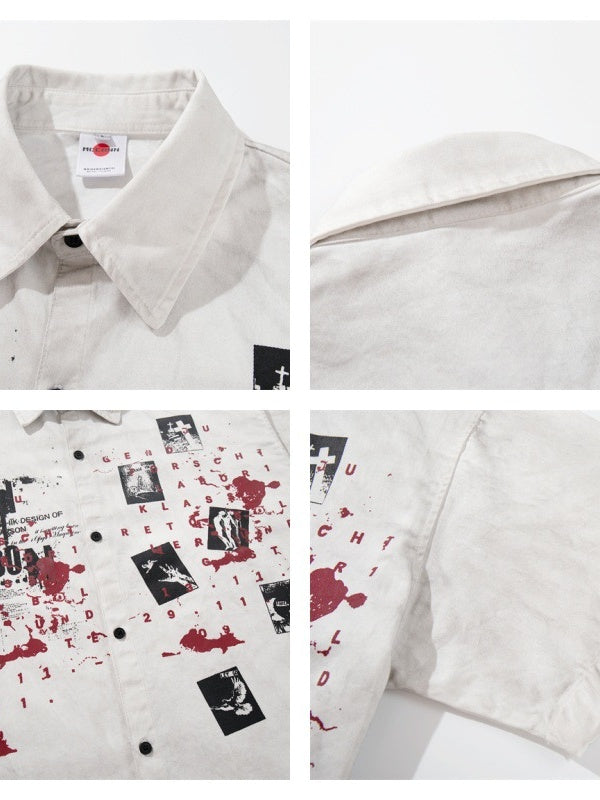 Distressed Dark Graffiti Printed Shirts