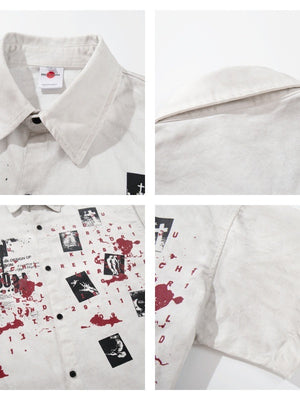 Distressed Dark Graffiti Printed Shirts