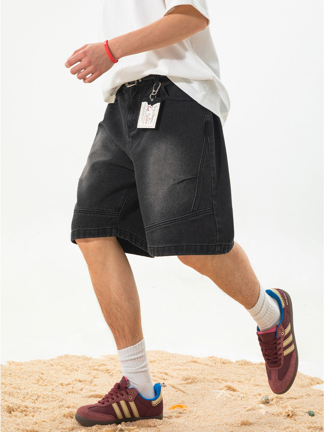 Loose-fit Water-washed Distressed Five Points Denim Shorts