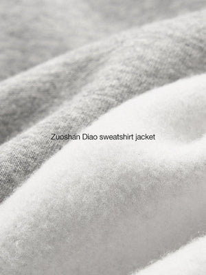 Hooded Embroidery Plush Collar Boxy Short Coat