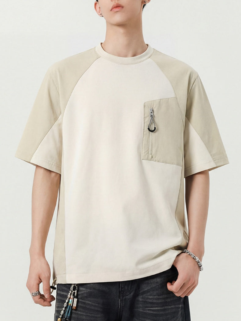Color-blocked Patchwork Breathable Loose-fit T-shirts