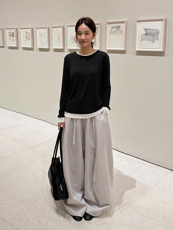 Korean Style Faux Two-piece Knitwear