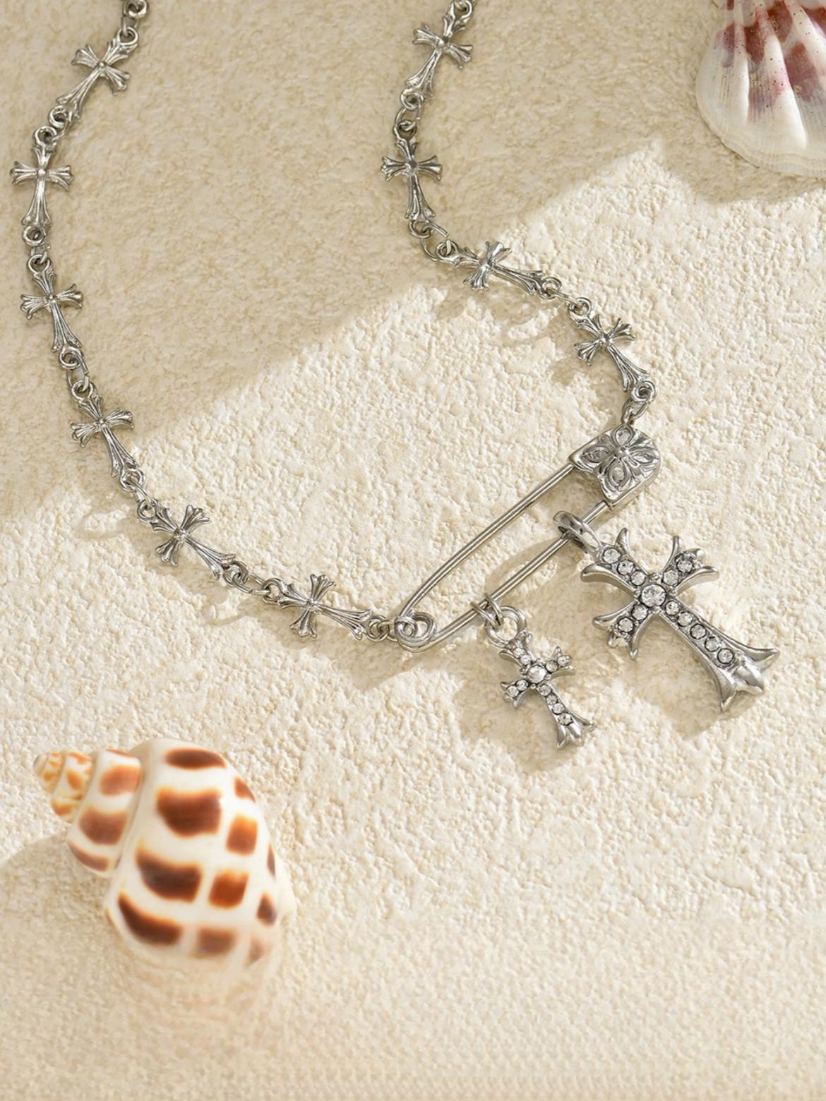 Brooch Cross Necklace