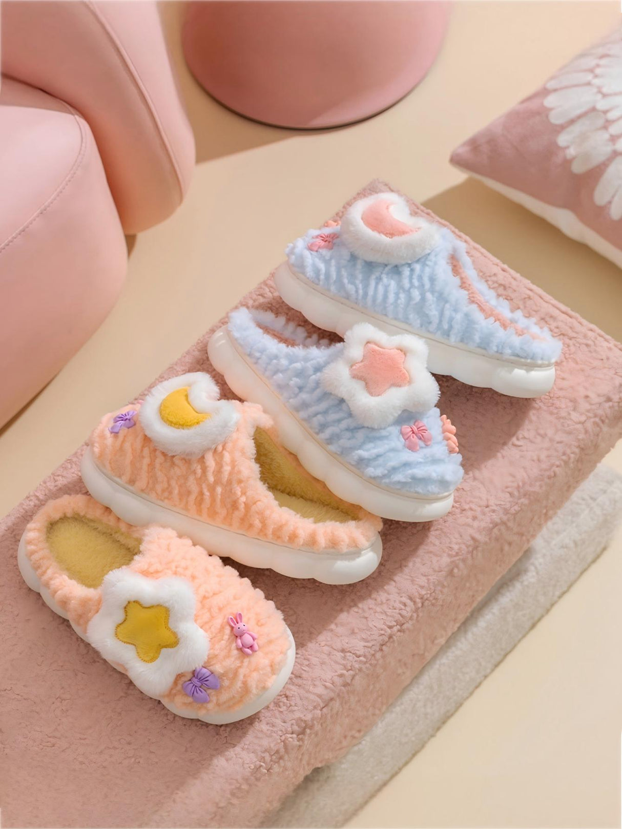 Colorblock Floral Slippers