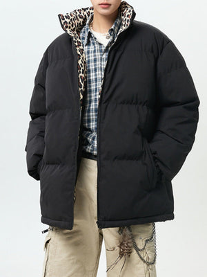 Leopard Stand Collar Thickening Winter Coats