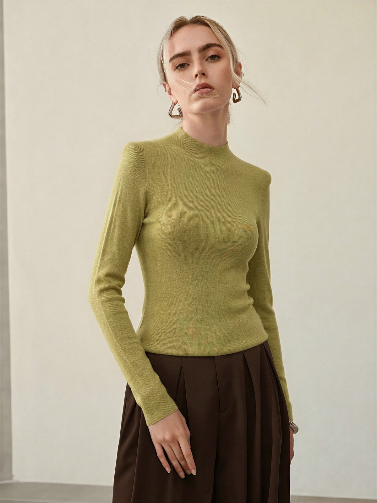 100% Merino Cotton & Wool Seamless Turtleneck Sweater
