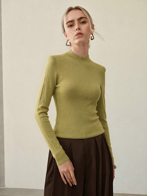 100% Merino Cotton & Wool Seamless Turtleneck Sweater